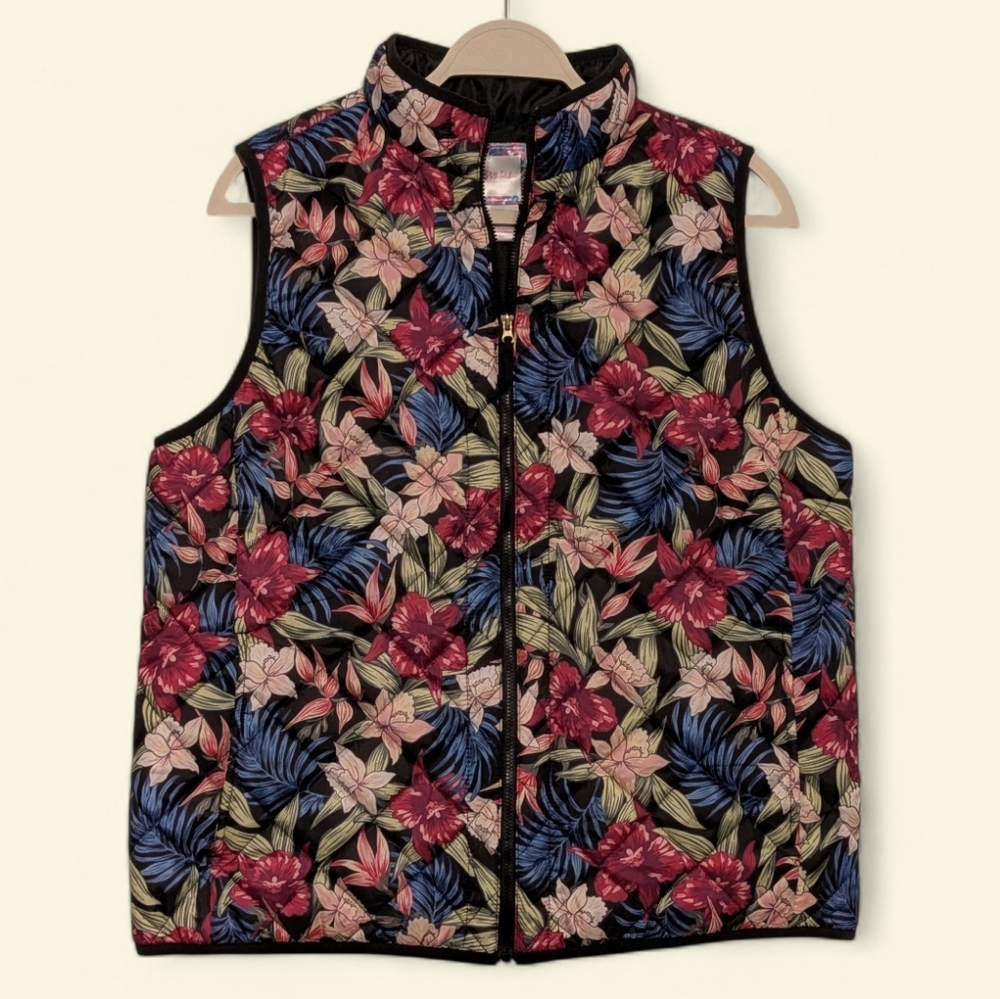 Stella Parker Floral Quilted Vest